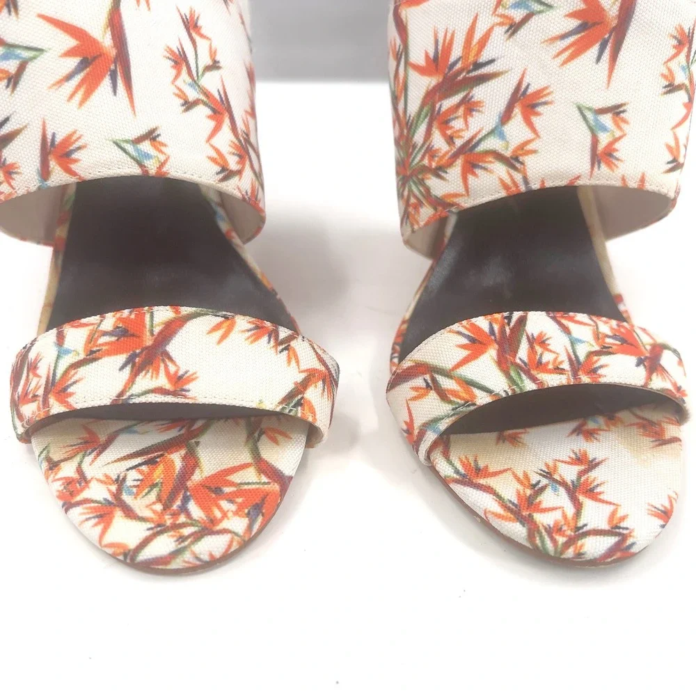 Nicole Miller Artelier Waylon Womens Cork Wedge Mule Floral Bird of Paradise 6.5